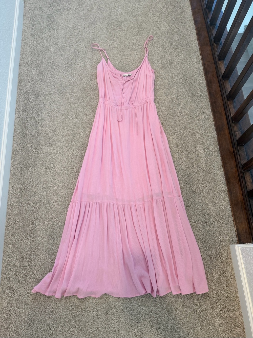 Abercrombie & Fitch Dusty Pink Tie-Front Maxi Dress
